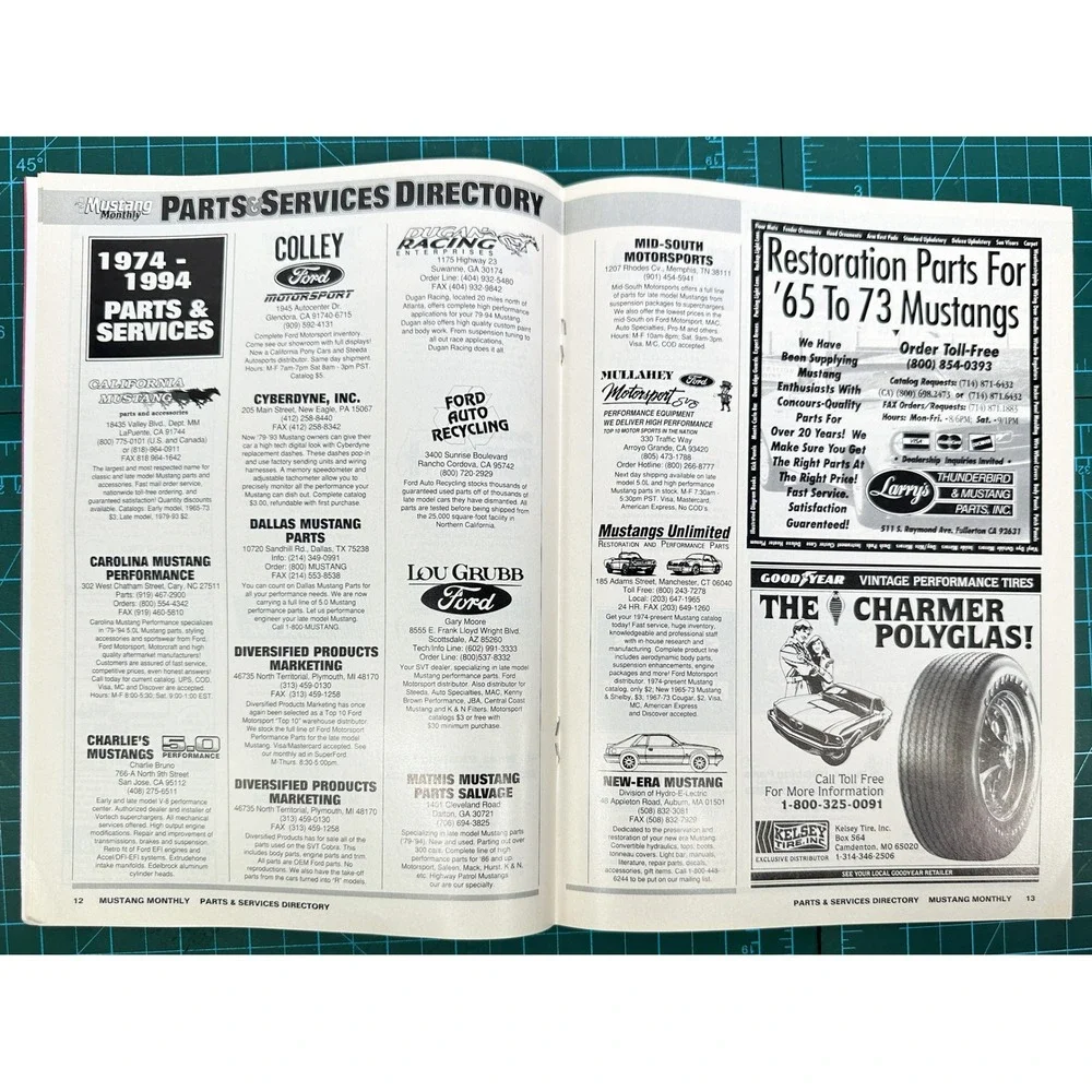 Vintage Mustang Monthly Parts & Services Directory Owner Guide Supplier Roster